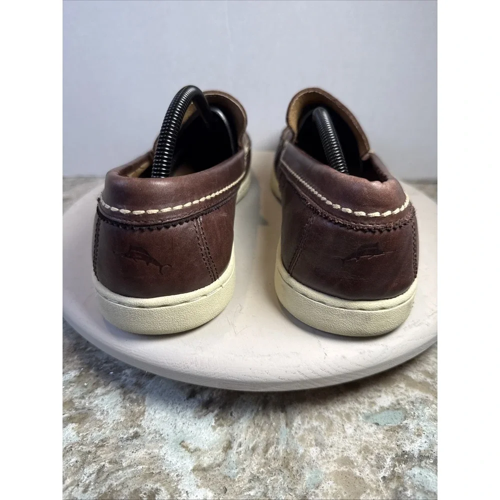Tommy Bahama Mens Boat Leather Brown Shoe Size 11.5 M Flex Sole Nautical Sailing